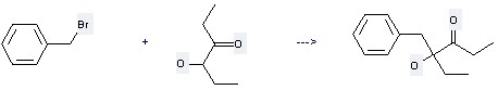 The 3-Hexanone, 4-hydroxy- could react with Bromomethyl-benzene, and obtain the 4-Benzyl-4-hydroxy-hexan-3-one
